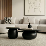 Kalvin Modern Black Concrete Nesting Coffee Table Set