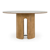 Zorhan Modern White Marble + Mango Round Dining Table