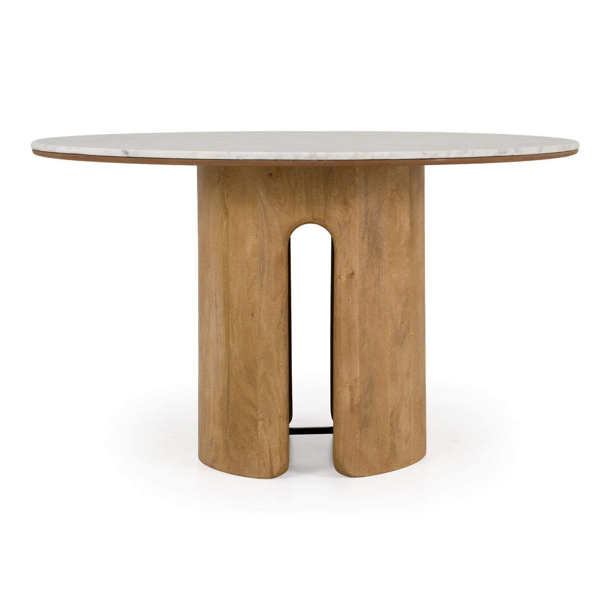 Zorhan Modern White Marble + Mango Round Dining Table