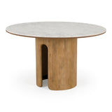 Zorhan Modern White Marble + Mango Round Dining Table