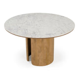 Zorhan Modern White Marble + Mango Round Dining Table